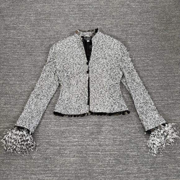 St. John Jackets & Blazers - St. John Jacket Women 2 Gray Feathers Bazer Beaded Preppy Business Elegant USA